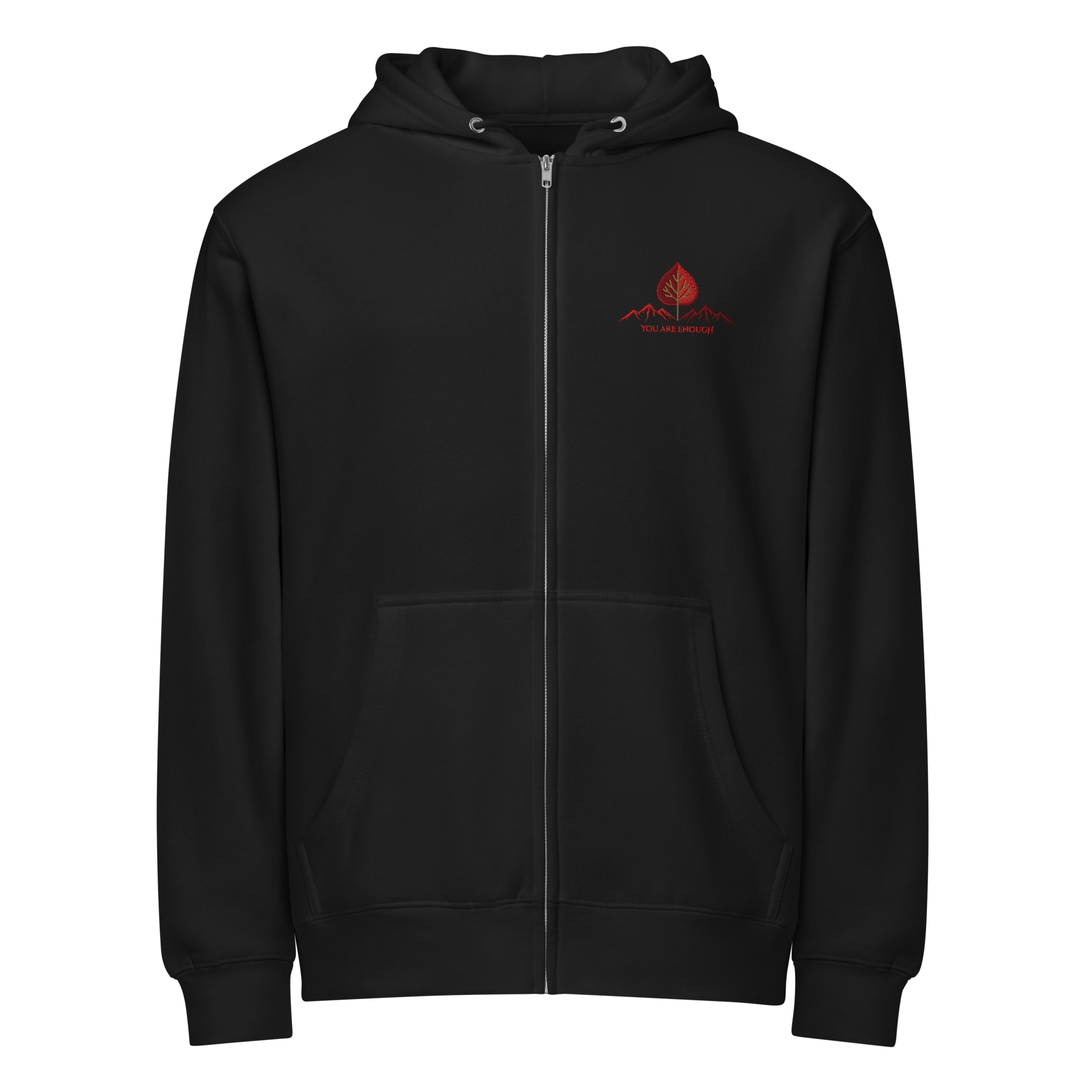 TLL Red Leaf Embroidered Premium Full Zip Hoodie