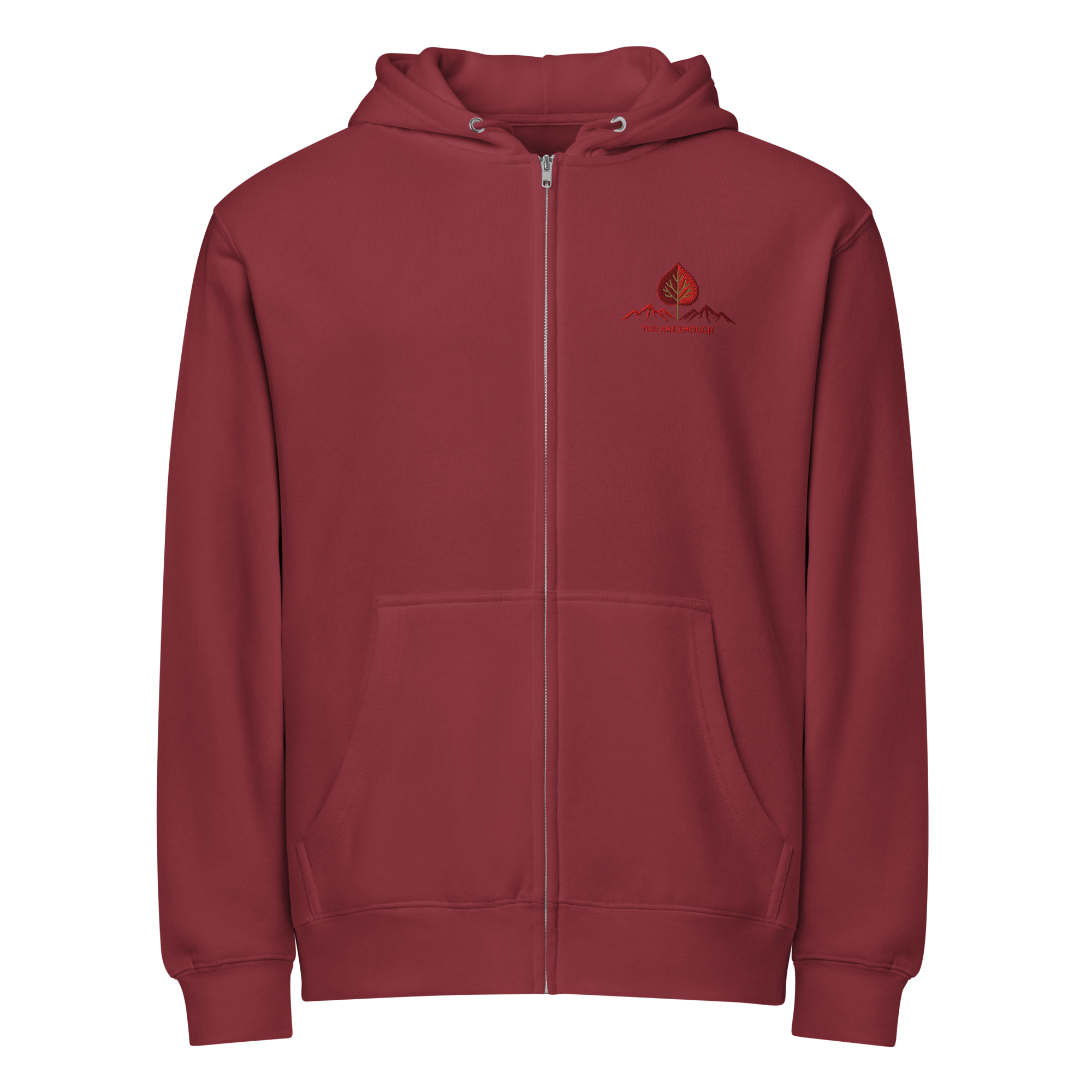 TLL Red Leaf Embroidered Premium Full Zip Hoodie