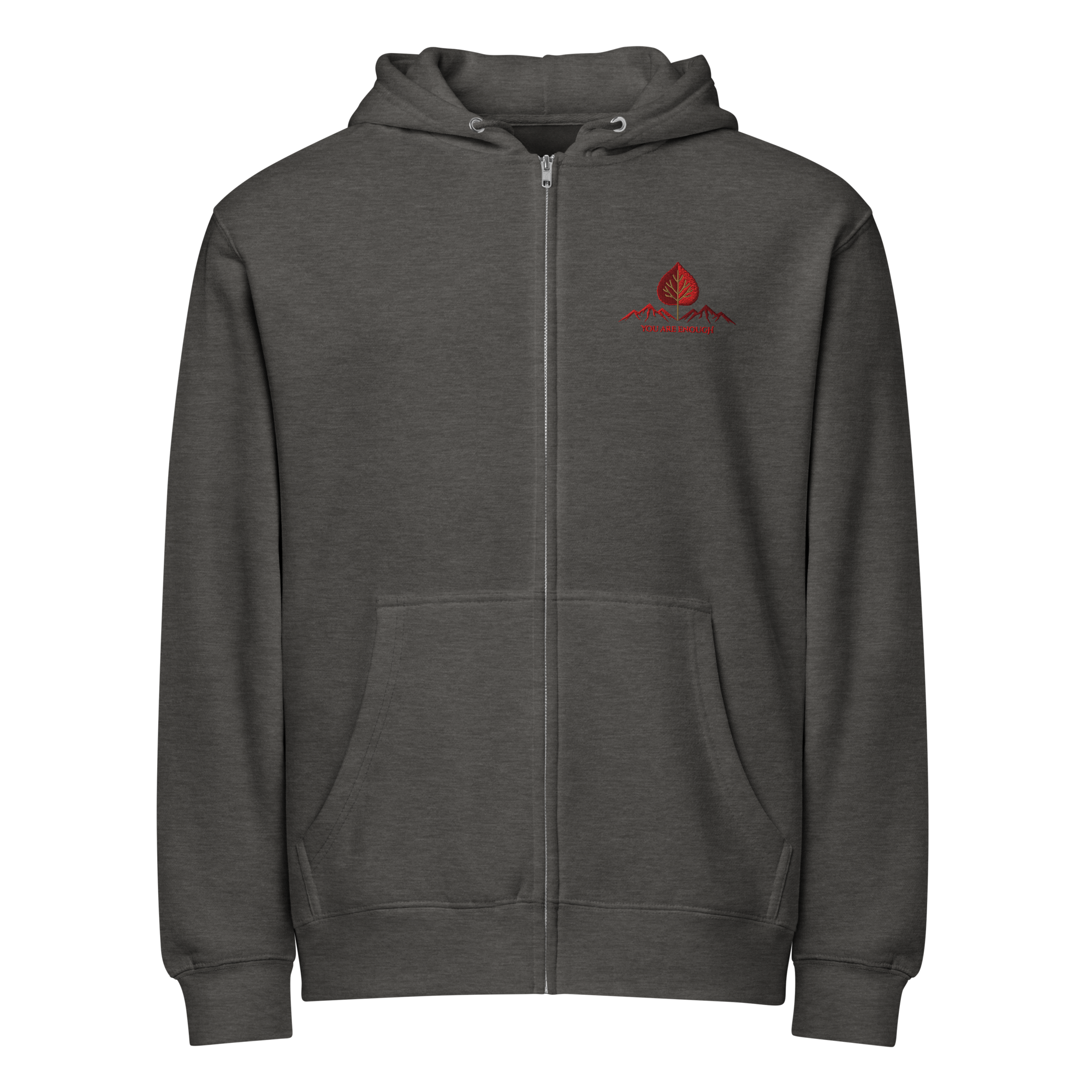 TLL Red Leaf Embroidered Premium Full Zip Hoodie