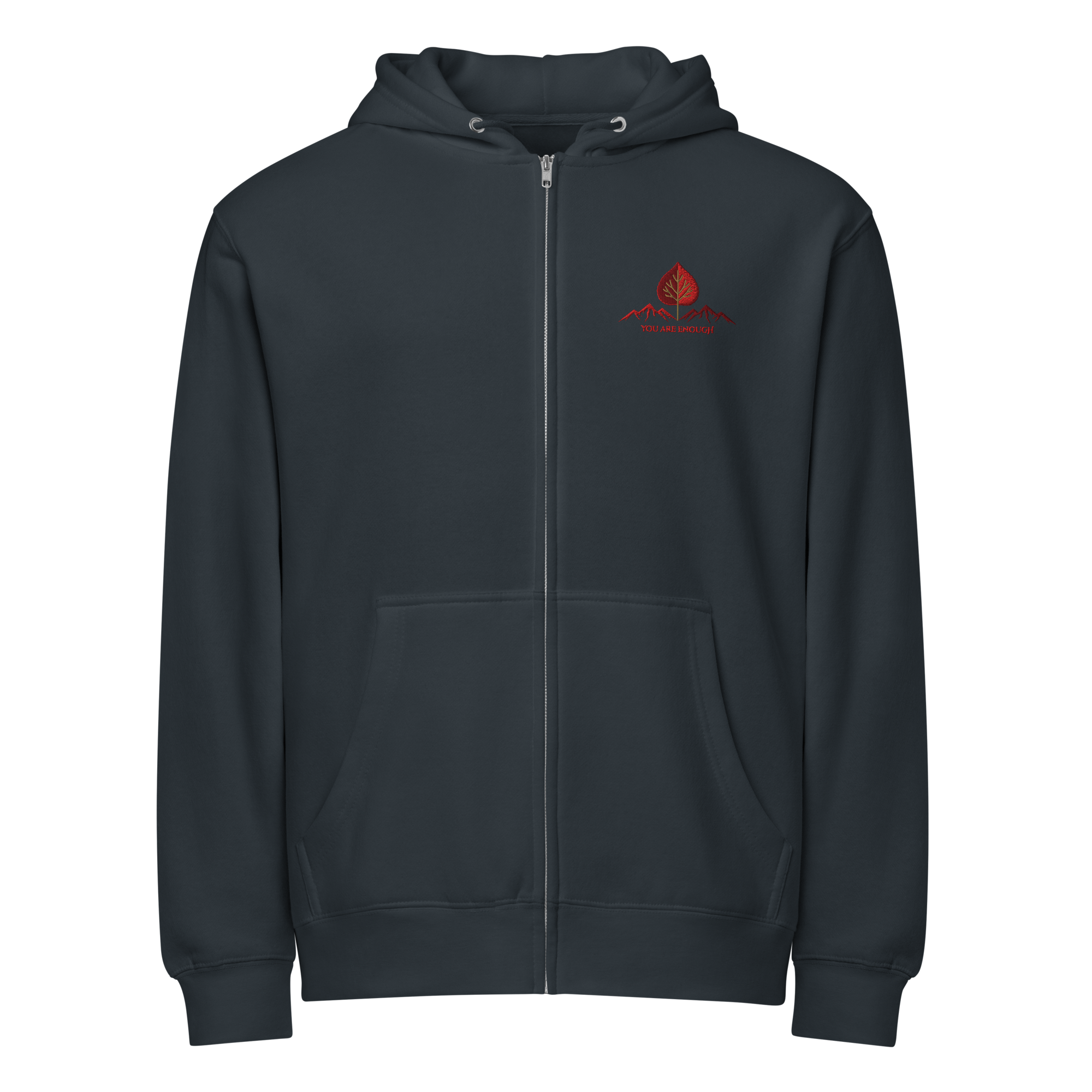 TLL Red Leaf Embroidered Premium Full Zip Hoodie
