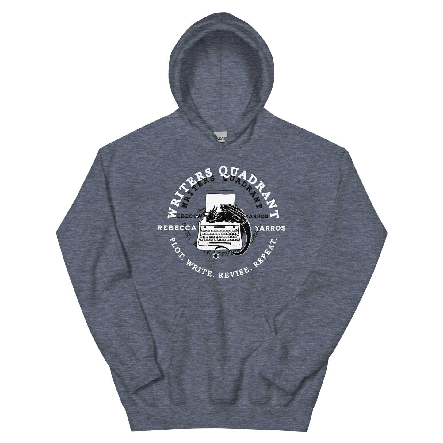 Writers Quadrant Curved Unisex Heavy Blend Hoodie (White Text)