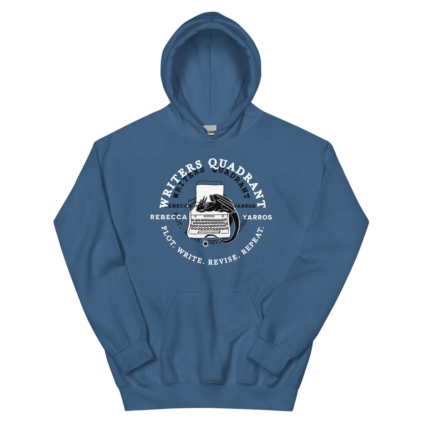 Writers Quadrant Curved Unisex Heavy Blend Hoodie (White Text)