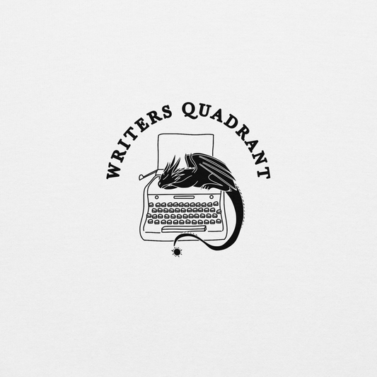 Writers Quadrant Curved Unisex Oversized Heavyweight Hoodie with Sleeve Detail (Black Text)