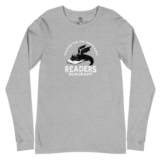 Readers Quadrant Resistance Unisex Long Sleeve Tee (White Text, Black Dragon)