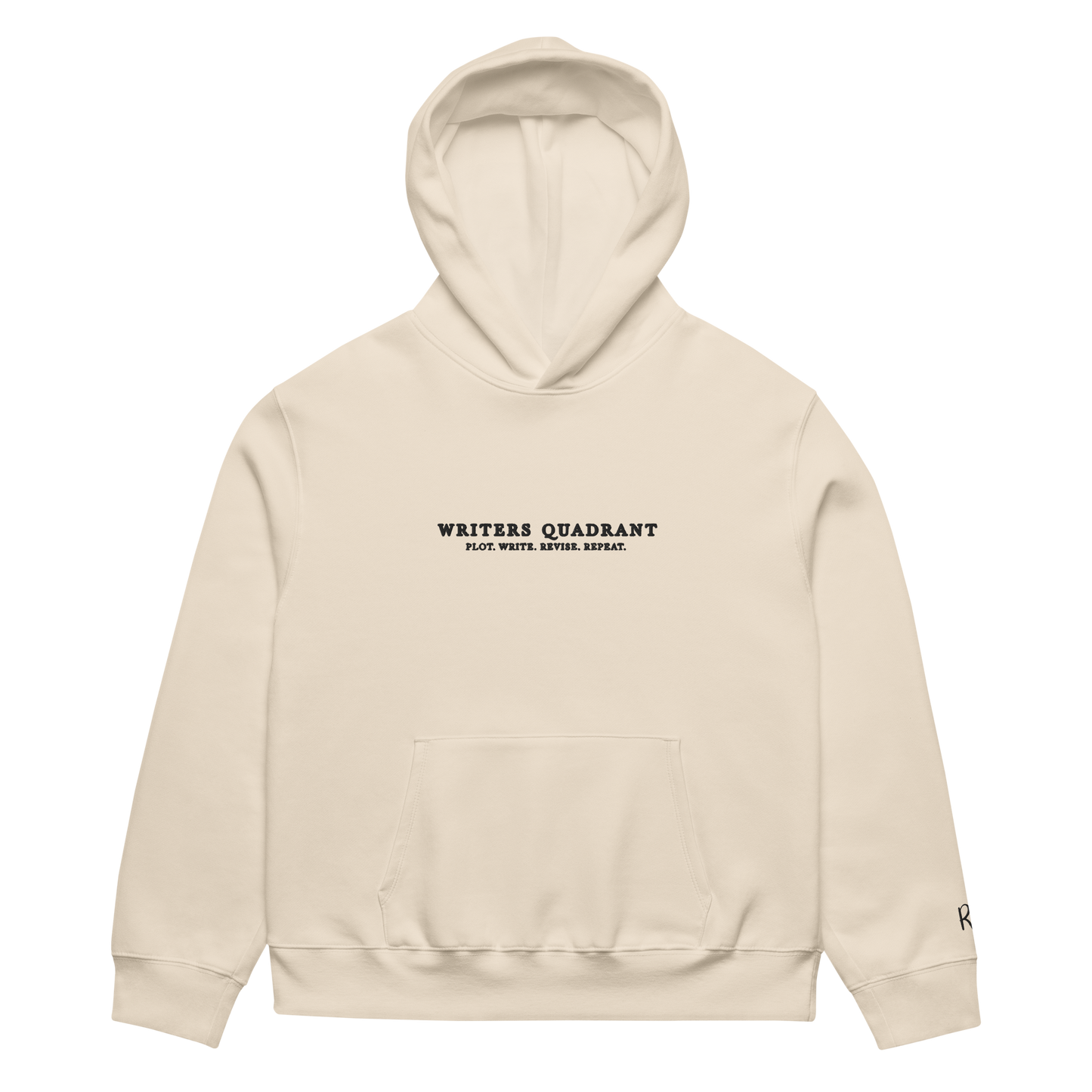 Writers Quadrant Unisex Oversized Heavyweight Embroidered Hoodie (Black Text)