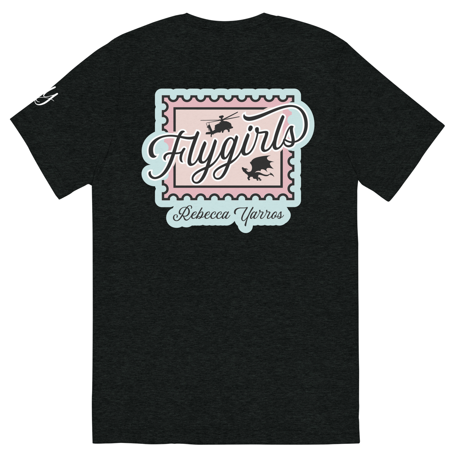 Flygirls Stamp Tri-Blend Short Sleeve Tee with Back Design (White Front)