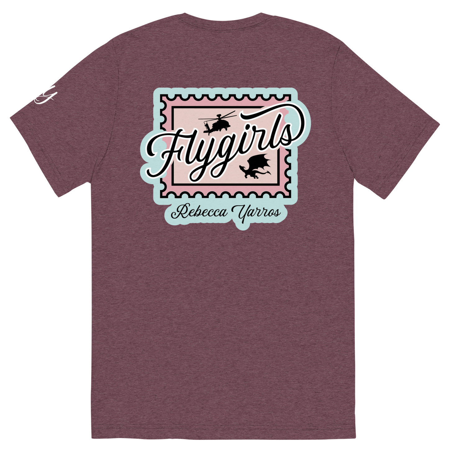 Flygirls Stamp Tri-Blend Short Sleeve Tee with Back Design (White Front)