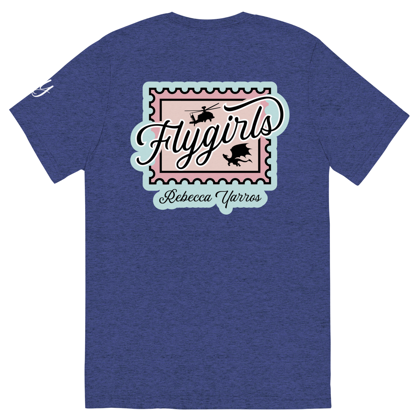 Flygirls Stamp Tri-Blend Short Sleeve Tee with Back Design (White Front)