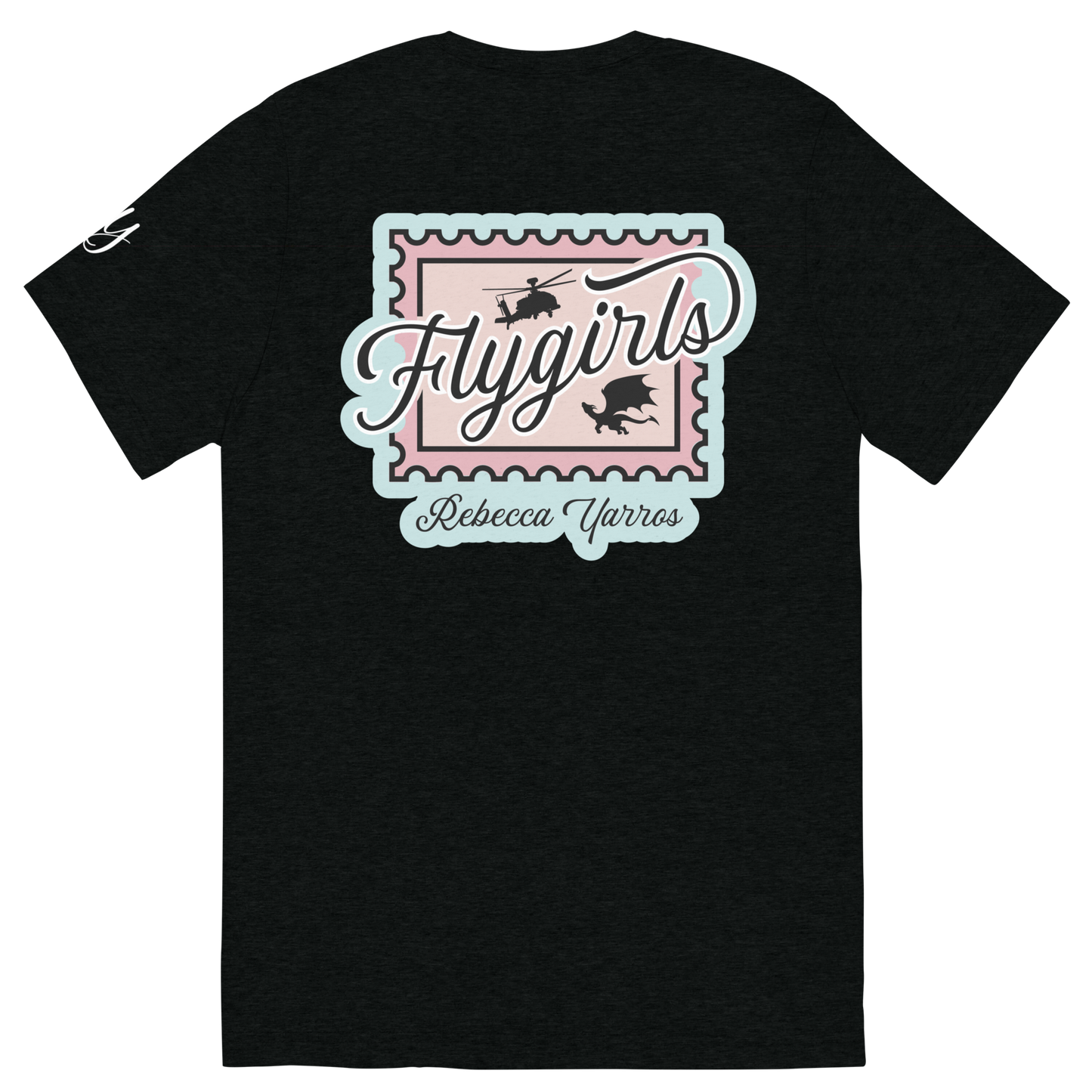 Flygirls Stamp Tri-Blend Short Sleeve Tee with Back Design (White Front)