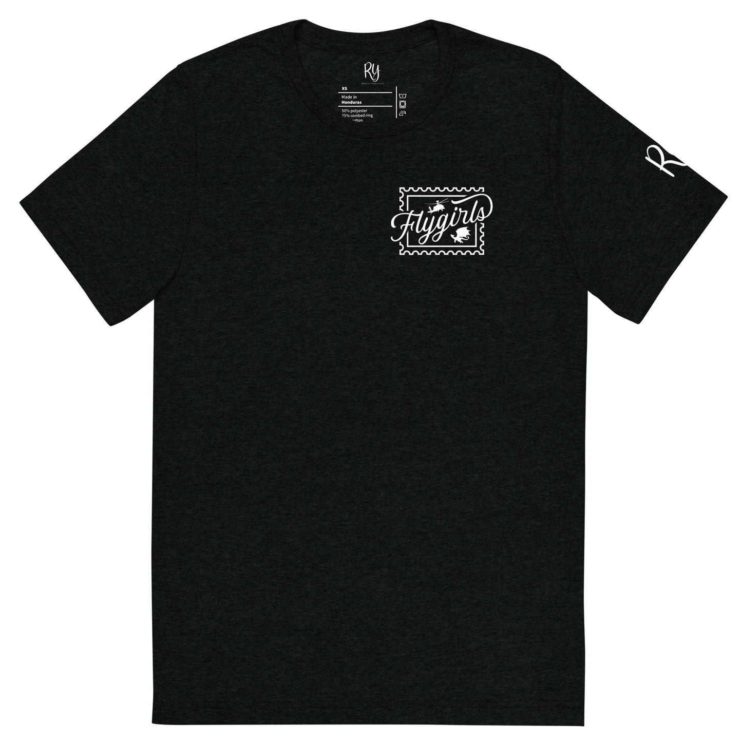 Flygirls Stamp Tri-Blend Short Sleeve Tee with Back Design (White Front)