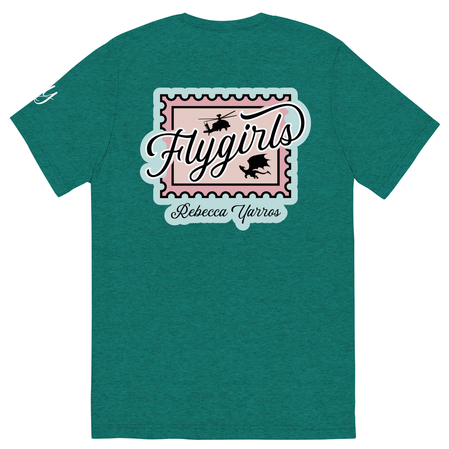 Flygirls Stamp Tri-Blend Short Sleeve Tee with Back Design (White Front)