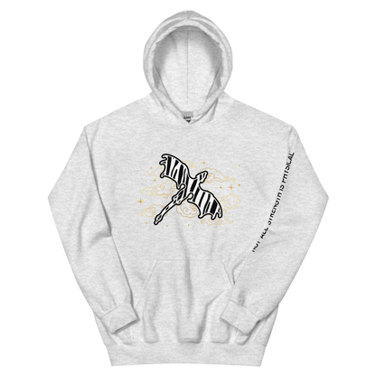 Starry Zebra Dragon Unisex Heavy Blend Hoodie with Sleeve Detail (Black Text)