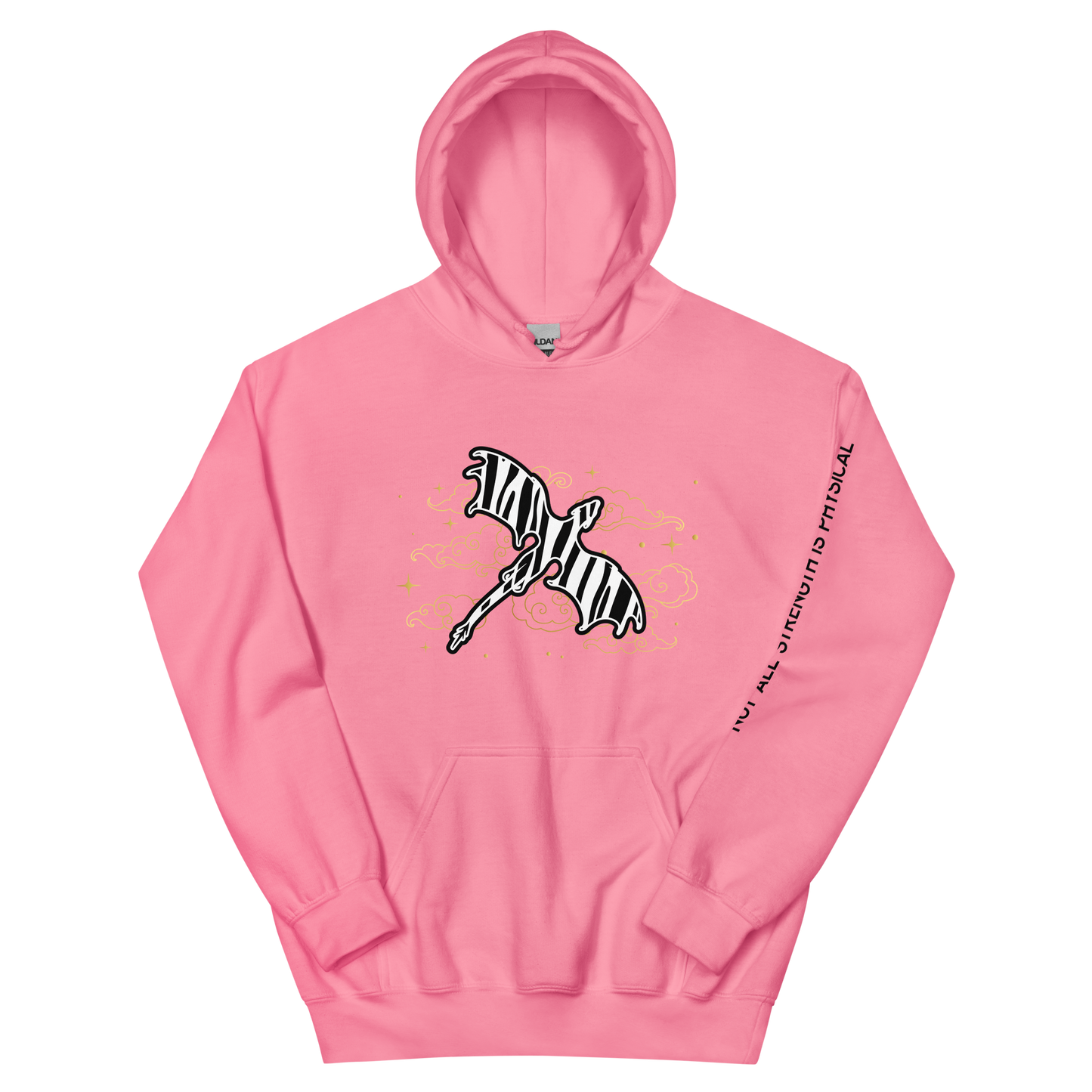 Starry Zebra Dragon Unisex Heavy Blend Hoodie with Sleeve Detail (Black Text)
