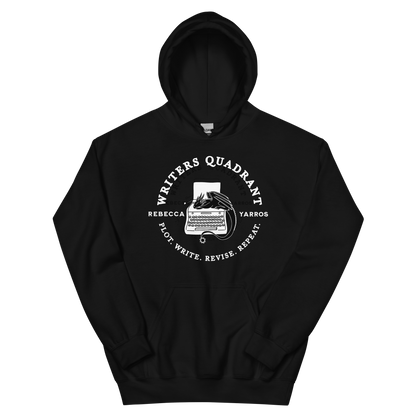 Writers Quadrant Curved Unisex Heavy Blend Hoodie (White Text)