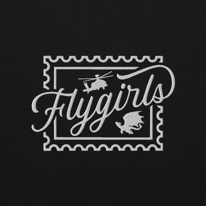 Flygirls Stamp Unisex Heavy Blend Embroidered Hoodie (White Text)