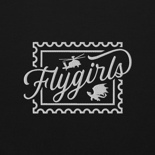 Flygirls Stamp Unisex Heavy Blend Embroidered Hoodie (White Text)