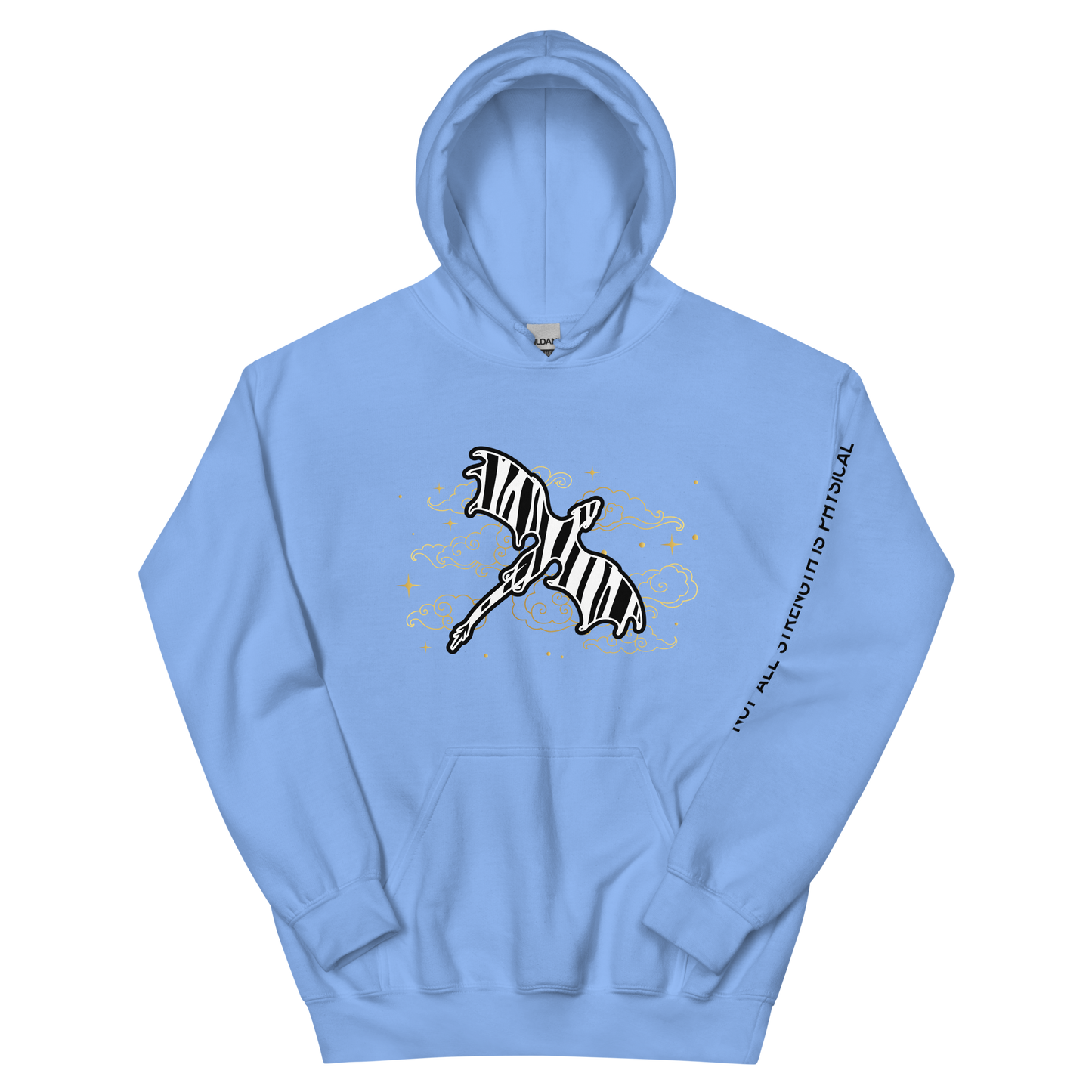 Starry Zebra Dragon Unisex Heavy Blend Hoodie with Sleeve Detail (Black Text)