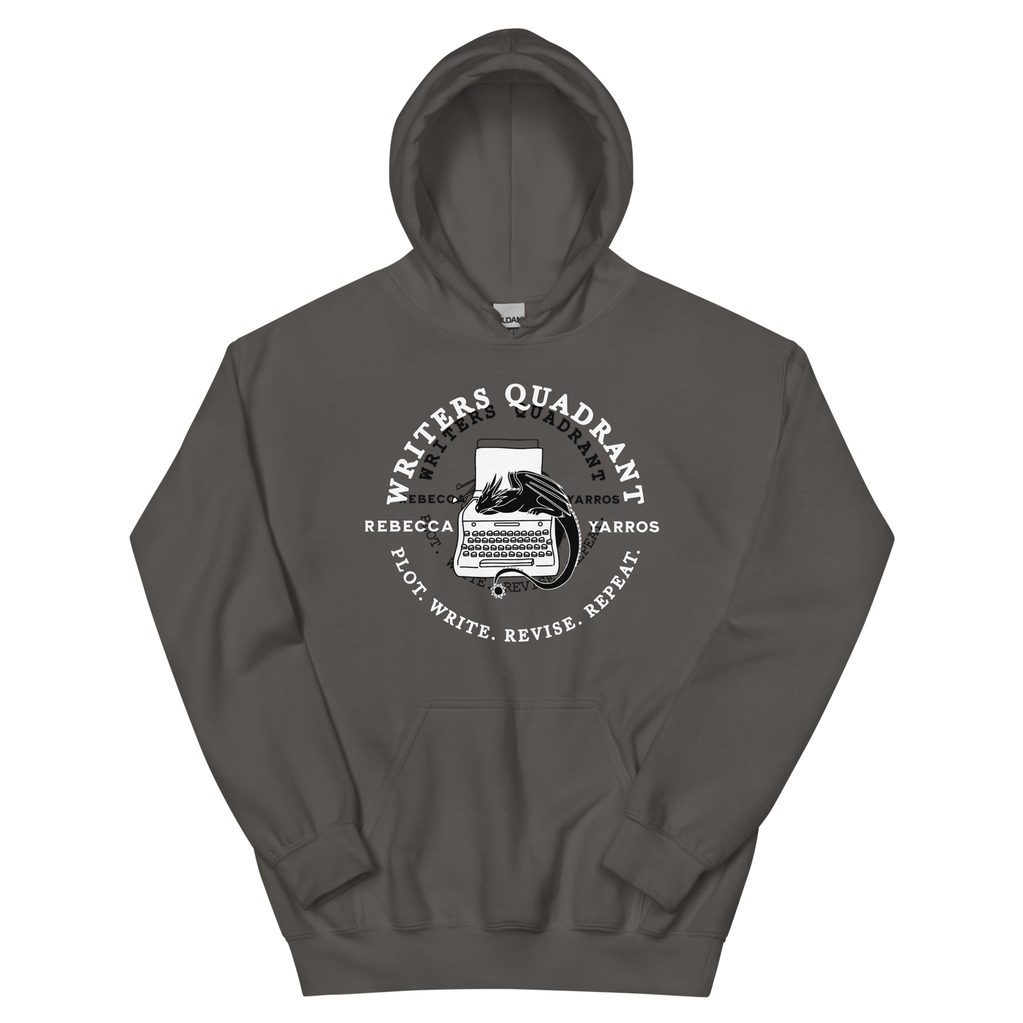 Writers Quadrant Curved Unisex Heavy Blend Hoodie (White Text)