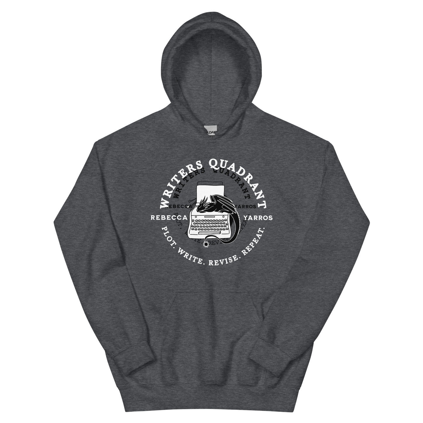 Writers Quadrant Curved Unisex Heavy Blend Hoodie (White Text)