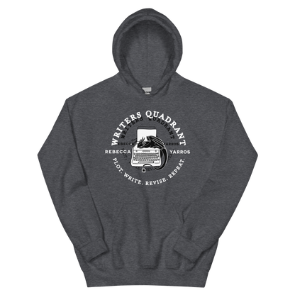Writers Quadrant Curved Unisex Heavy Blend Hoodie (White Text)