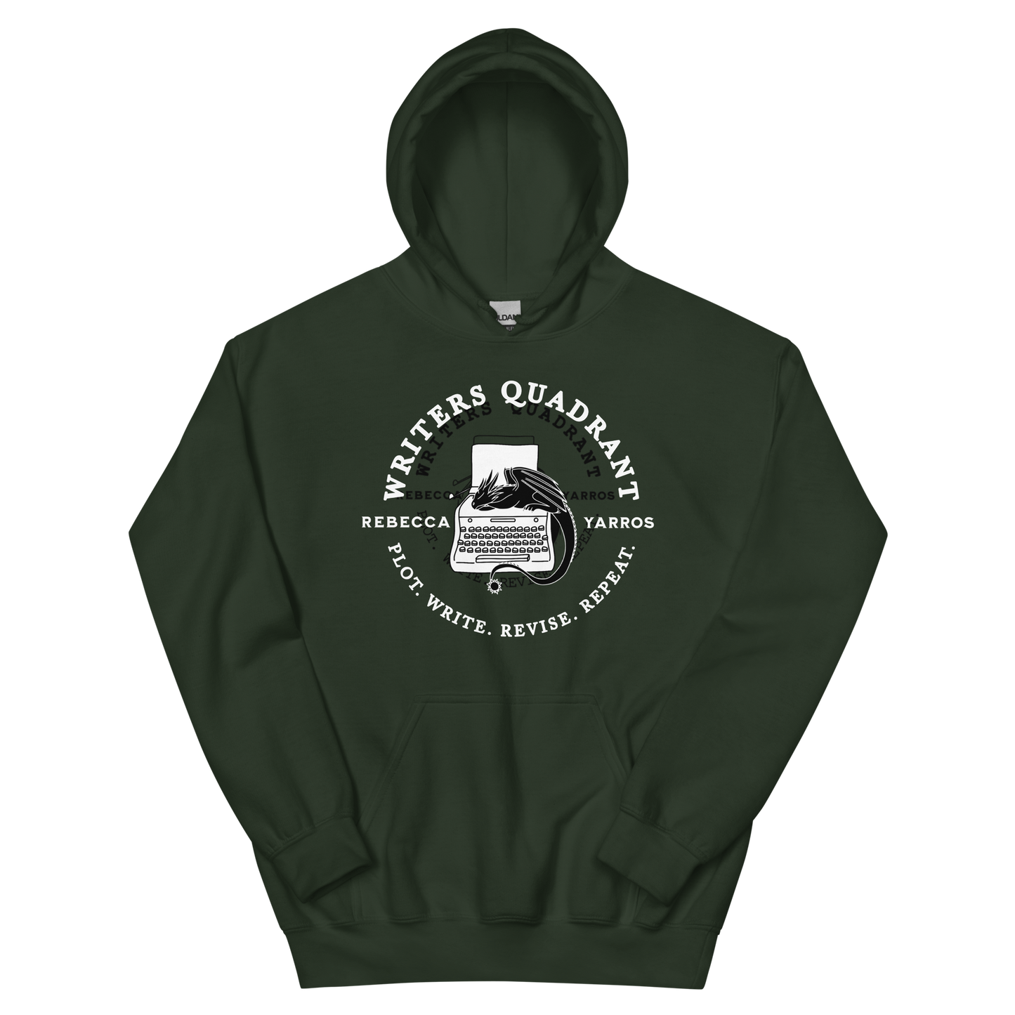 Writers Quadrant Curved Unisex Heavy Blend Hoodie (White Text)