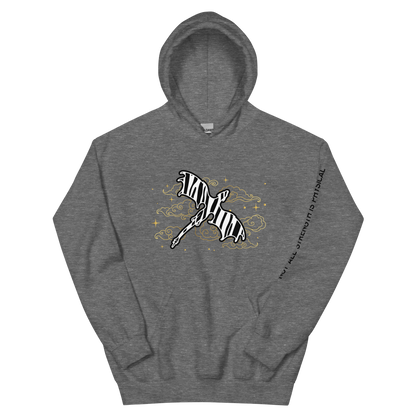 Starry Zebra Dragon Unisex Heavy Blend Hoodie with Sleeve Detail (Black Text)