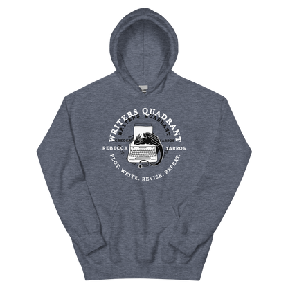 Writers Quadrant Curved Unisex Heavy Blend Hoodie (White Text)