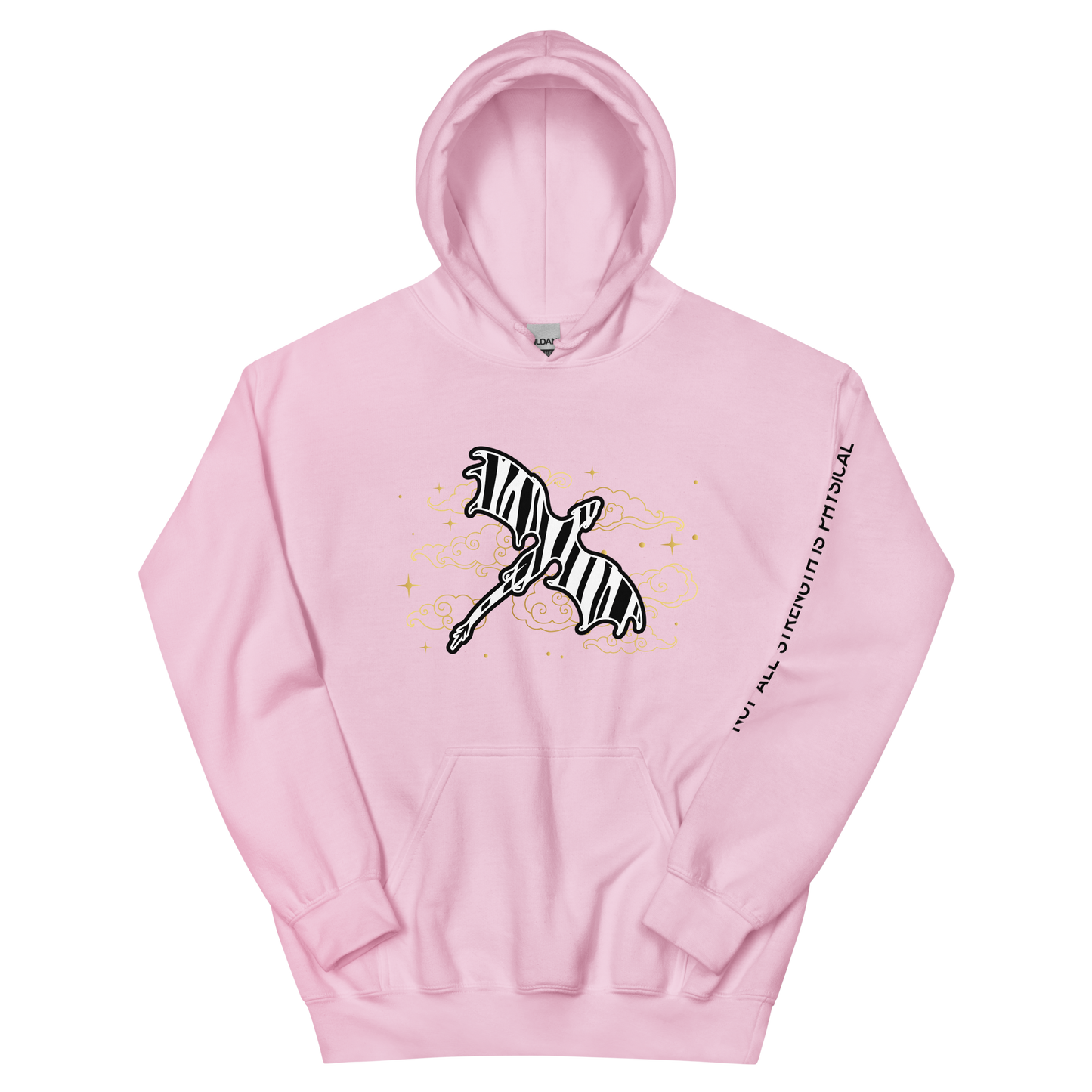 Starry Zebra Dragon Unisex Heavy Blend Hoodie with Sleeve Detail (Black Text)