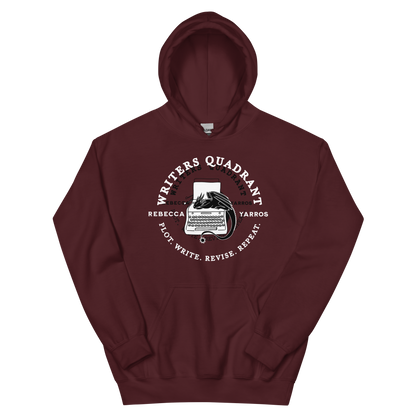 Writers Quadrant Curved Unisex Heavy Blend Hoodie (White Text)