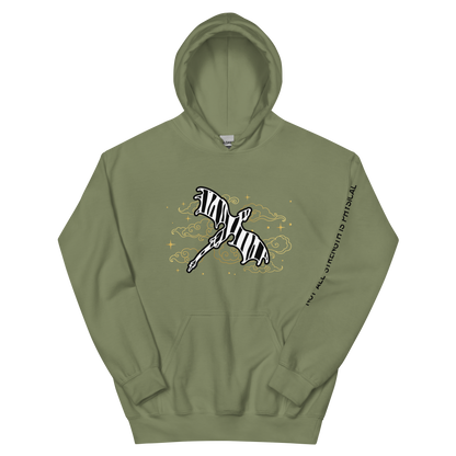 Starry Zebra Dragon Unisex Heavy Blend Hoodie with Sleeve Detail (Black Text)