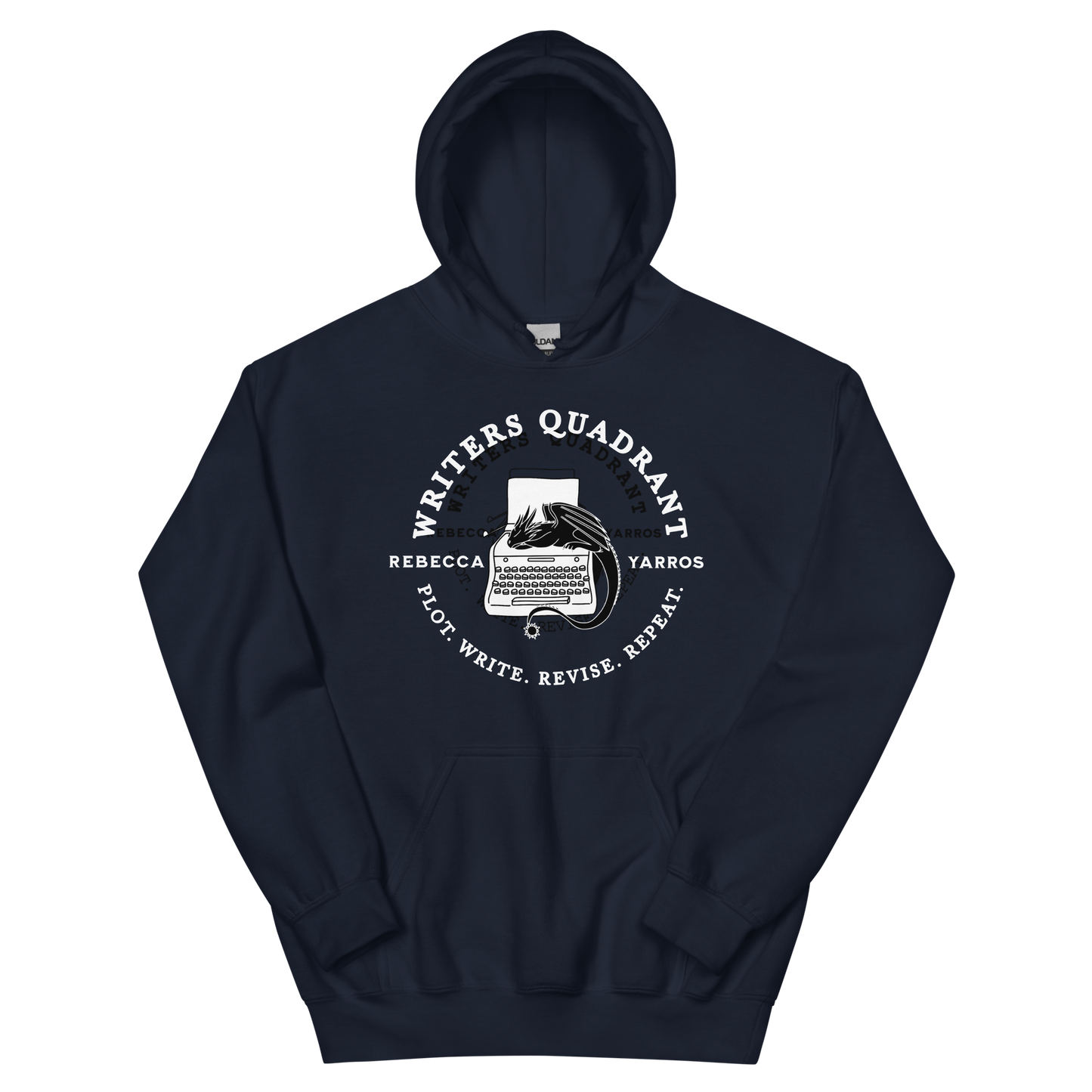 Writers Quadrant Curved Unisex Heavy Blend Hoodie (White Text)