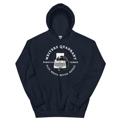 Writers Quadrant Curved Unisex Heavy Blend Hoodie (White Text)