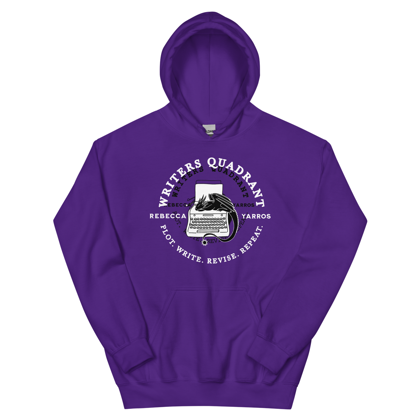 Writers Quadrant Curved Unisex Heavy Blend Hoodie (White Text)