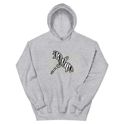 Starry Zebra Dragon Unisex Heavy Blend Hoodie with Sleeve Detail (Black Text)