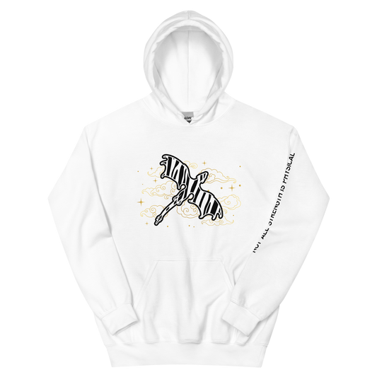 Starry Zebra Dragon Unisex Heavy Blend Hoodie with Sleeve Detail (Black Text)