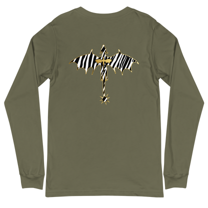 Zebra Relic Unisex Long Sleeve Tee with Back Detail