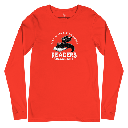 Readers Quadrant Resistance Unisex Long Sleeve Tee (White Text, Black Dragon)