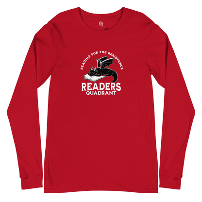 Readers Quadrant Resistance Unisex Long Sleeve Tee (White Text, Black Dragon)