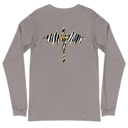 Zebra Relic Unisex Long Sleeve Tee with Back Detail