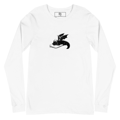 Readers Quadrant Resistance Unisex Long Sleeve Tee (White Text, Black Dragon)