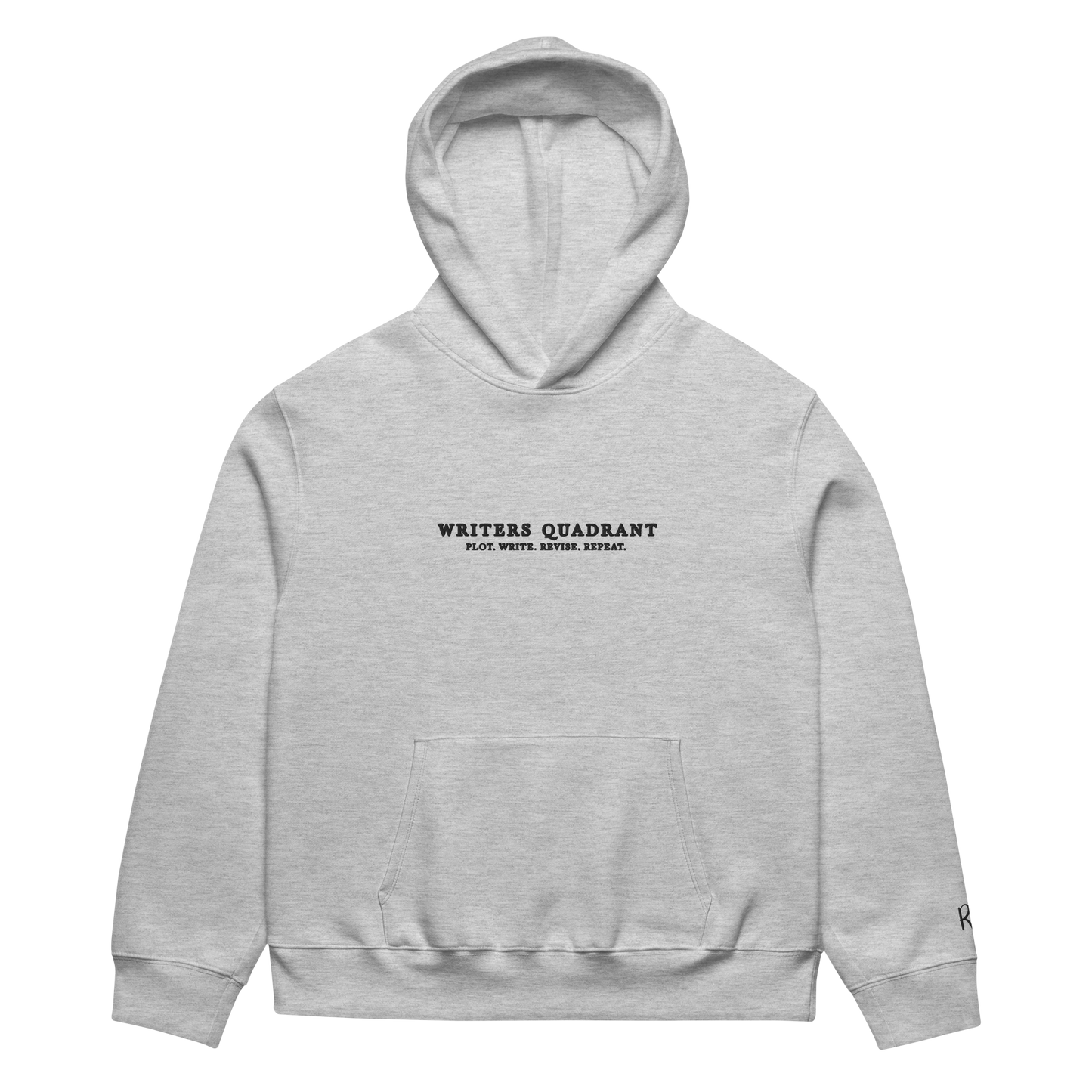 Writers Quadrant Unisex Oversized Heavyweight Embroidered Hoodie (Black Text)