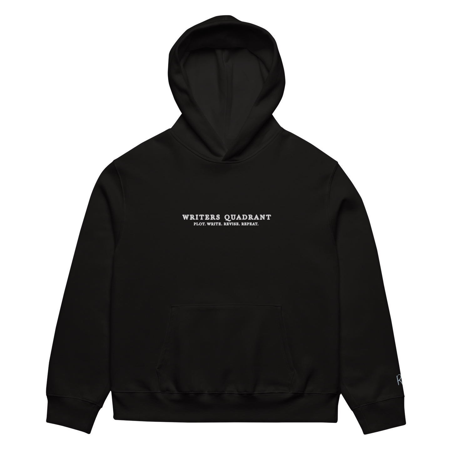 Writers Quadrant Unisex Oversized Heavyweight Embroidered Hoodie (White Text)