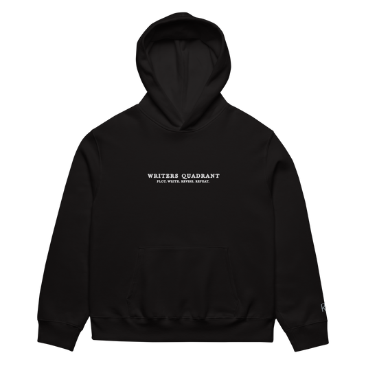 Writers Quadrant Unisex Oversized Heavyweight Embroidered Hoodie (White Text)