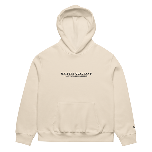 Writers Quadrant Unisex Oversized Heavyweight Embroidered Hoodie (Black Text)