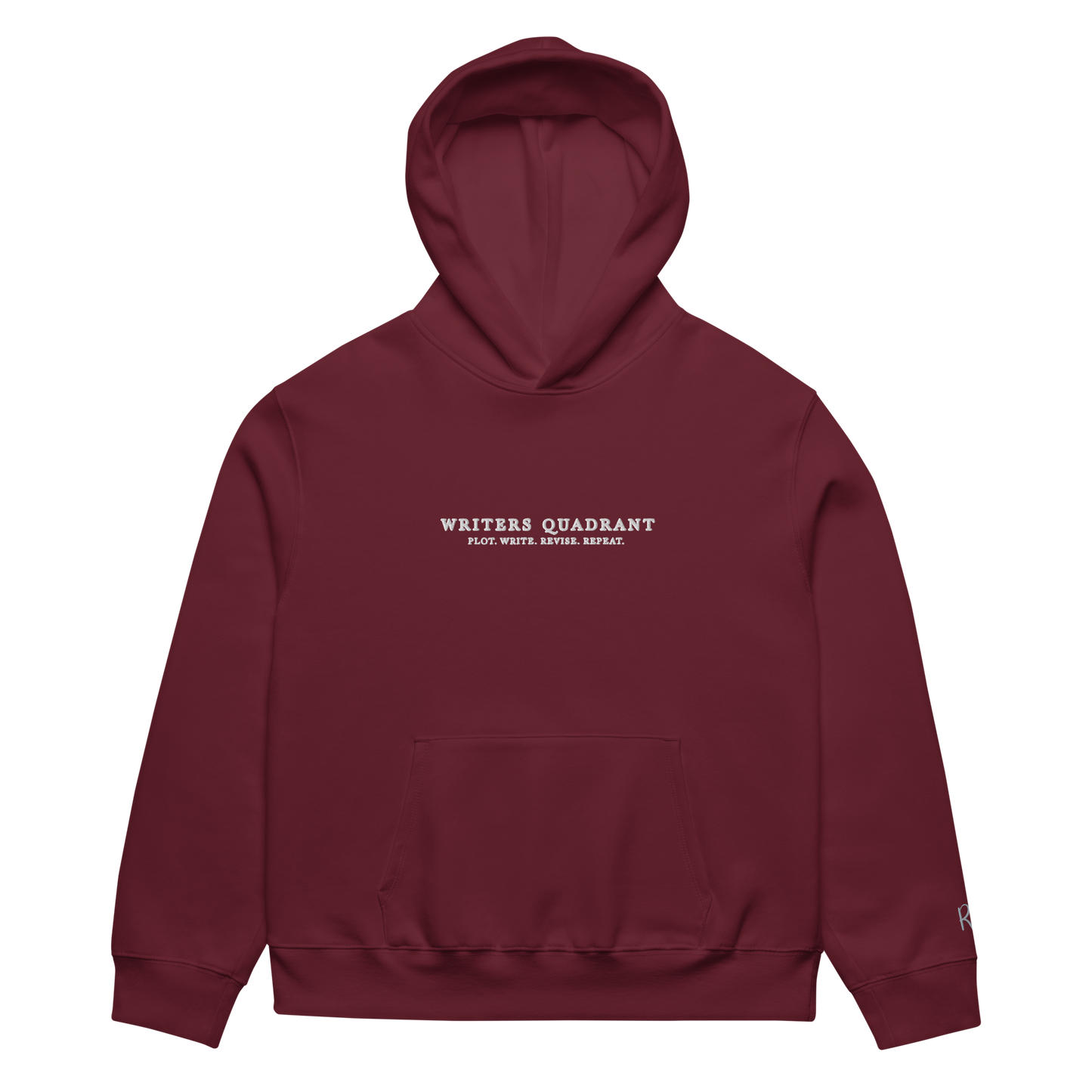 Writers Quadrant Unisex Oversized Heavyweight Embroidered Hoodie (White Text)