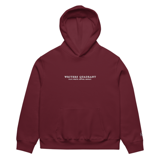 Writers Quadrant Unisex Oversized Heavyweight Embroidered Hoodie (White Text)