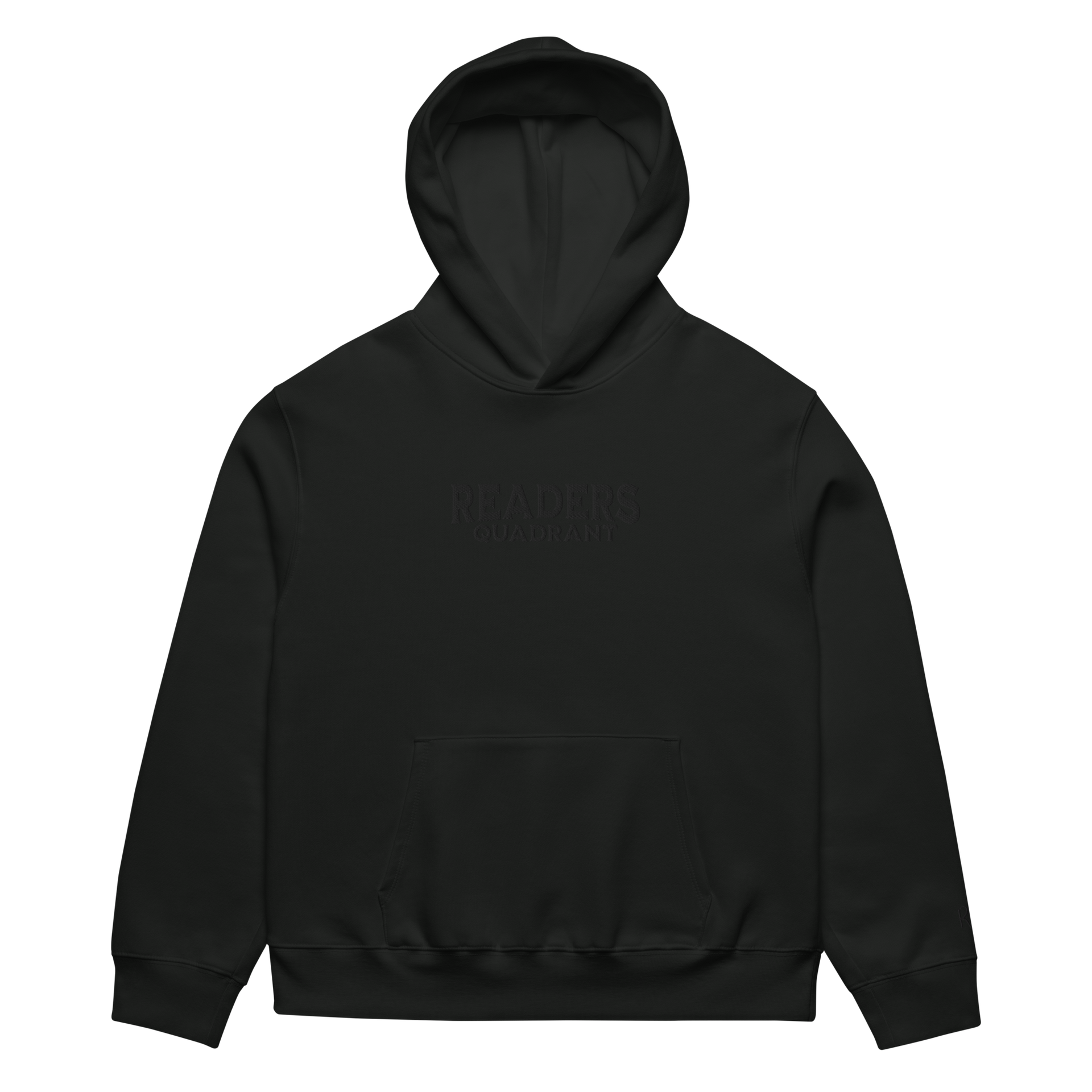 Readers Quadrant Embroidered Oversized Heavyweight Hoodie (Black