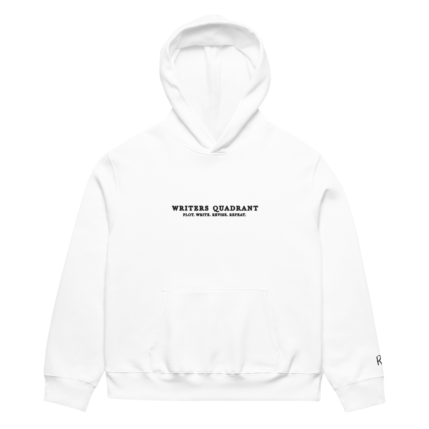 Writers Quadrant Unisex Oversized Heavyweight Embroidered Hoodie (Black Text)