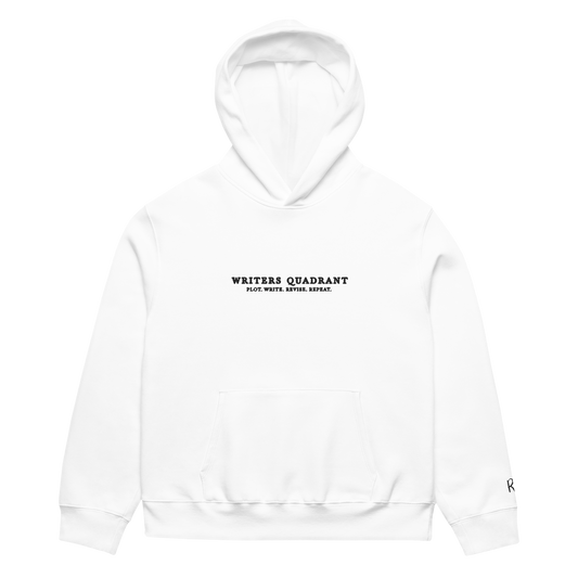 Writers Quadrant Unisex Oversized Heavyweight Embroidered Hoodie (Black Text)