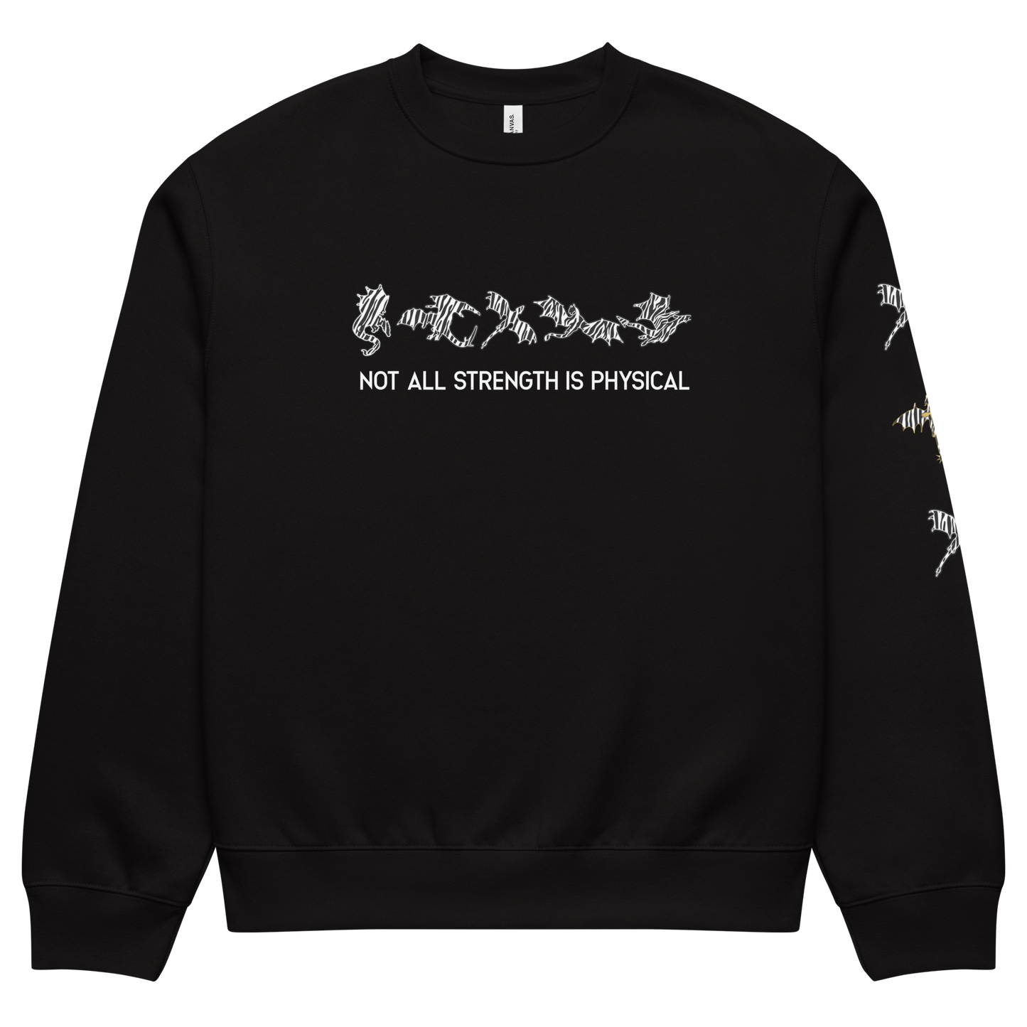 Zebra Riot Unisex Oversized Heavyweight Crewneck Sweatshirt with Sleeve Detail (White Text)